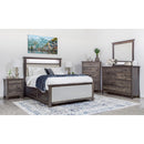  Mako Wood Furniture Megan M-6000 7 pc Queen Upholstered Bedroom Set - Semi-Grey IMAGE 1