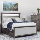  Mako Wood Furniture Megan M-6000 7 pc Queen Upholstered Bedroom Set - Semi-Grey IMAGE 2