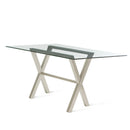  Amisco Andre Dining Table with Glass Top and Trestle Base 50684|90260_56 IMAGE 1