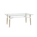  Amisco Link Dining Table with Glass Top and Trestle Base 50952|90277_27-63 IMAGE 1