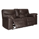  Signature Design by Ashley Boxberg Reclining Leather Look Loveseat with Console 3380394 IMAGE 2