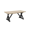  C.R. Plastic Products Harvest T203 Wide Dining Table with 2" Umbrella Hole - Black/Beige IMAGE 1