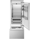  Bertazzoni 30-inch, 15.5 cu. ft. Built-in Bottom Freezer Refrigerator with Digital Display REF30BMBIXRT IMAGE 2