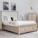  Mako Wood Furniture Ellesmere King Upholstered Bed with Storage DRSG-200-FBST-UP-K IMAGE 1