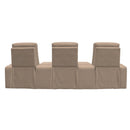  Palliser Beckett 41473 Curved 3-Seat Home Theatre Seating - Torrey Cashmere IMAGE 5